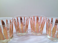 Load image into Gallery viewer, Fred Press Signed Mid-Century Pink and Clear 22-Karat Gold Leaves Whiskey Glasses (Set of 4)
