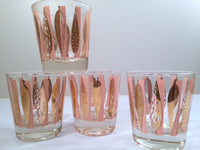 Load image into Gallery viewer, Fred Press Signed Mid-Century Pink and Clear 22-Karat Gold Leaves Whiskey Glasses (Set of 4)
