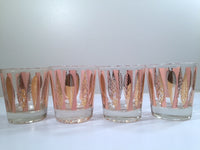 Load image into Gallery viewer, Fred Press Signed Mid-Century Pink and Clear 22-Karat Gold Leaves Whiskey Glasses (Set of 4)
