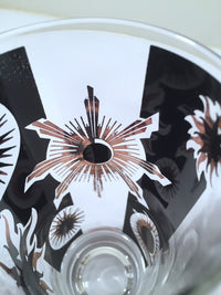 Load image into Gallery viewer, Fred Press - Signed Mid-Century Celestial/Atomic Burst 22-Karat Gold &amp; Black Glasses (Set of 6)
