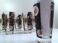 Load image into Gallery viewer, Fred Press - Signed Mid-Century Celestial/Atomic Burst 22-Karat Gold &amp; Black Glasses (Set of 6)
