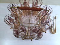 Load image into Gallery viewer, Hollywood Regency Mid-Century 11-Piece Atomic Bar Set (8 Highball Glasses, Ice Container, Tongs and Carrier)
