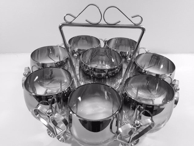 Vitreon Queen's Luster Mid-Century Roly Poly Set and Carrier (8 Glasses and Round Carrier)