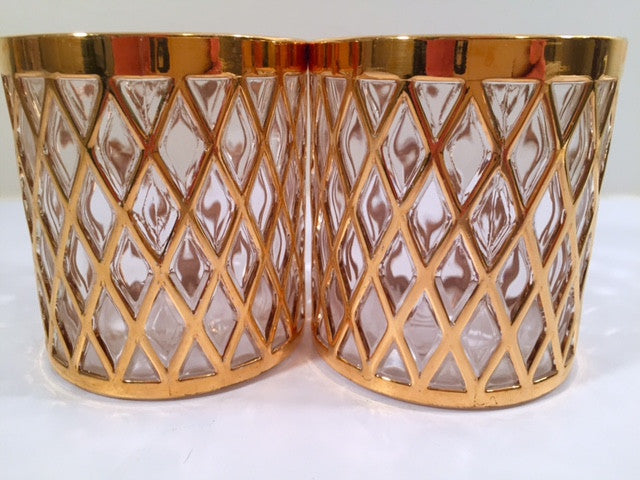 Imperial Glass Sekai Ichi 22-Karat Gold Mid-Century Old Fashion Glasses  (Set of 2)