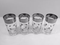 Load image into Gallery viewer, Vitreon Queens Luster Mid-Century Silver Polka Dot Platinum Glasses (Set of 4)
