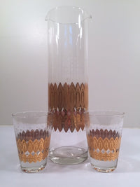 Load image into Gallery viewer, Pasinski Signed Mid-Century 22-Karat Gold Cocktail Set (1 Pitcher and 2 Glasses)
