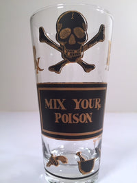 George Briard Circa 1960s Mix Your Poison RX Black & 22 K Gold Highball deals Glass W/