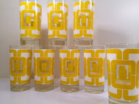Load image into Gallery viewer, Libbey Retro Yellow and White Links Glasses (Set of 8)
