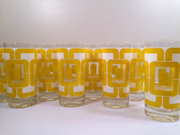 Load image into Gallery viewer, Libbey Retro Yellow and White Links Glasses (Set of 8)
