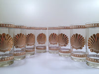 Load image into Gallery viewer, Georges Briard Signed Mid-Century 22-karat Gold Sea Shell Highball Glasses (Set of 8)
