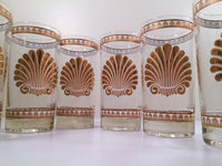 Load image into Gallery viewer, Georges Briard Signed Mid-Century 22-karat Gold Sea Shell Highball Glasses (Set of 8)
