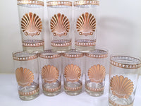 Load image into Gallery viewer, Georges Briard Signed Mid-Century 22-karat Gold Sea Shell Highball Glasses (Set of 8)
