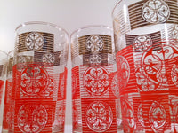 Load image into Gallery viewer, Libbey Mid-Century Orange and 22-Karat Gold Retro Glasses (Set of 8)
