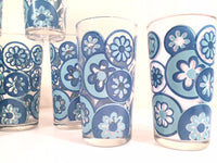 Load image into Gallery viewer, Hazel Atlas Mid-Century Hazelware Blue Flower Power Glasses (Set of 8)
