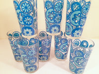 Load image into Gallery viewer, Hazel Atlas Mid-Century Hazelware Blue Flower Power Glasses (Set of 8)
