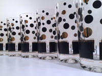 Load image into Gallery viewer, Fred Press Signed Mid-Century Black and 22-Karat Gold Bubble Glasses (Set of 6)
