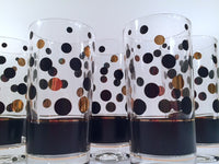 Load image into Gallery viewer, Fred Press Signed Mid-Century Black and 22-Karat Gold Bubble Glasses (Set of 6)
