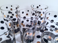 Load image into Gallery viewer, Fred Press Signed Mid-Century Black and 22-Karat Gold Bubble Glasses (Set of 6)

