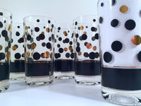 Load image into Gallery viewer, Fred Press Signed Mid-Century Black and 22-Karat Gold Bubble Glasses (Set of 6)
