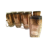 Load image into Gallery viewer, Pasinski Mid-Century Black and 22-Karat Gold Bar Set (Set of 8 Glasses with Carrier)
