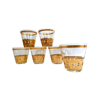 Load image into Gallery viewer, Culver Signed Antigua Mid-Century 22-Karat Gold Old Fashion Rock Glasses (Set of 6)
