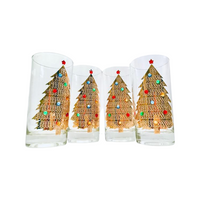 Load image into Gallery viewer, Culver Signed Mid-Century Jeweled Christmas Tree Highball Glasses (Set of 4)
