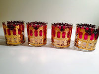 Load image into Gallery viewer, Culver Signed LTD Vintage Cranberry Scroll Rocks Glasses (Set of 4)
