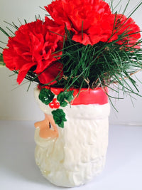 Load image into Gallery viewer, Vintage Santa Face Display Ceramic Figure with Flowers
