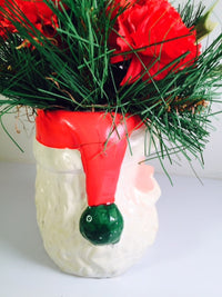 Load image into Gallery viewer, Vintage Santa Face Display Ceramic Figure with Flowers
