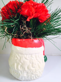 Load image into Gallery viewer, Vintage Santa Face Display Ceramic Figure with Flowers
