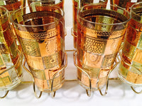 Load image into Gallery viewer, Georges Briard - Signed 22 Karat Gold, Golden Celeste Highball Set with Carrier (Set of 8 Highball Glasses &amp; Carrier)
