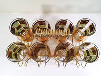 Load image into Gallery viewer, Georges Briard - Signed 22 Karat Gold, Golden Celeste Highball Set with Carrier (Set of 8 Highball Glasses &amp; Carrier)
