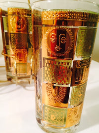 Load image into Gallery viewer, Georges Briard - Signed 22 Karat Gold, Golden Celeste Highball Set with Carrier (Set of 8 Highball Glasses &amp; Carrier)
