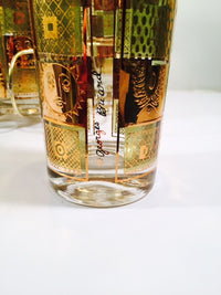 Load image into Gallery viewer, Georges Briard - Signed 22 Karat Gold, Golden Celeste Highball Set with Carrier (Set of 8 Highball Glasses &amp; Carrier)
