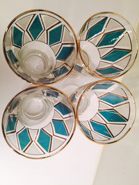 Load image into Gallery viewer, Libbey Emerald - Blue and Gold Diamond Pilsner Glasses (Set of 4)
