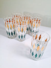 Load image into Gallery viewer, Classic Vintage Retro Blue - Gold and White Diamond Glasses (Set of 6)
