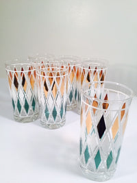 Load image into Gallery viewer, Classic Vintage Retro Blue - Gold and White Diamond Glasses (Set of 6)
