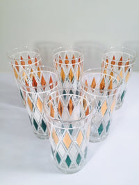 Load image into Gallery viewer, Classic Vintage Retro Blue - Gold and White Diamond Glasses (Set of 6)
