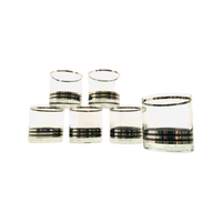 Load image into Gallery viewer, Georges Briard Signed Mid-Century Black and Silver Bands Glasses (Set of 6)

