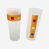 Load image into Gallery viewer, Federal Glass Mid-Century Gold Bar and Frosted Tall Collins Glasses (Set of 2)
