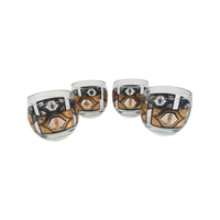 Load image into Gallery viewer, Culver Signed Mid-Century Black and Gold Diamond Roly Poly Glasses (Set of 4)
