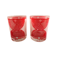 Load image into Gallery viewer, Georges Briard Signed Red and White Abstract Double Old Fashion Glasses (Set of 2)
