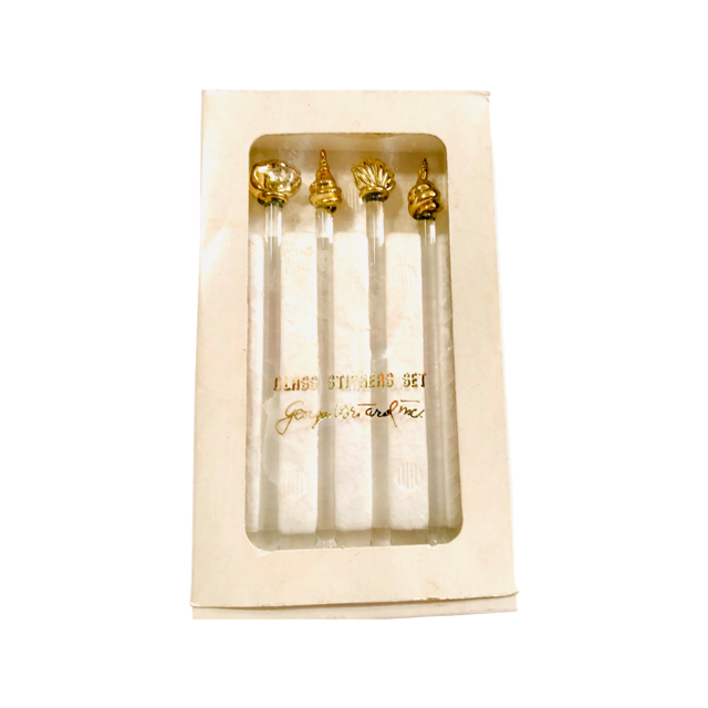 Georges Briard Mid-Century Glass Sea Shell Stirrers (Set of 4)