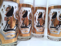 Load image into Gallery viewer, Fred Press Signed Mid-Century Trojan Horse Highball Glasses (Set of 4)
