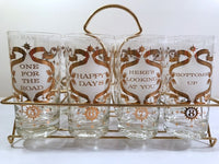 Load image into Gallery viewer, Cera Glass - Mid-Century To Your Health Bar Set With Carrier (Set of 8)
