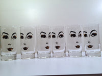 Load image into Gallery viewer, Mid-Century Glamour Gal Face Glasses (Set of 6)

