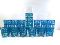 Load image into Gallery viewer, Pasinski Signed Mid-Century Blue and Green 14-Piece Cocktail Set
