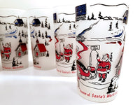 Load image into Gallery viewer, Hazel Atlas Mid-Century Frosted Santa&#39;s Workshop North Pole NY (Set of 6)
