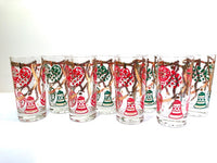 Load image into Gallery viewer, Norman Wolff Co Mid-Century Red and Green Christmas Garland Glasses (Set of 8)
