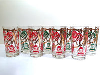 Load image into Gallery viewer, Norman Wolff Co Mid-Century Red and Green Christmas Garland Glasses (Set of 8)

